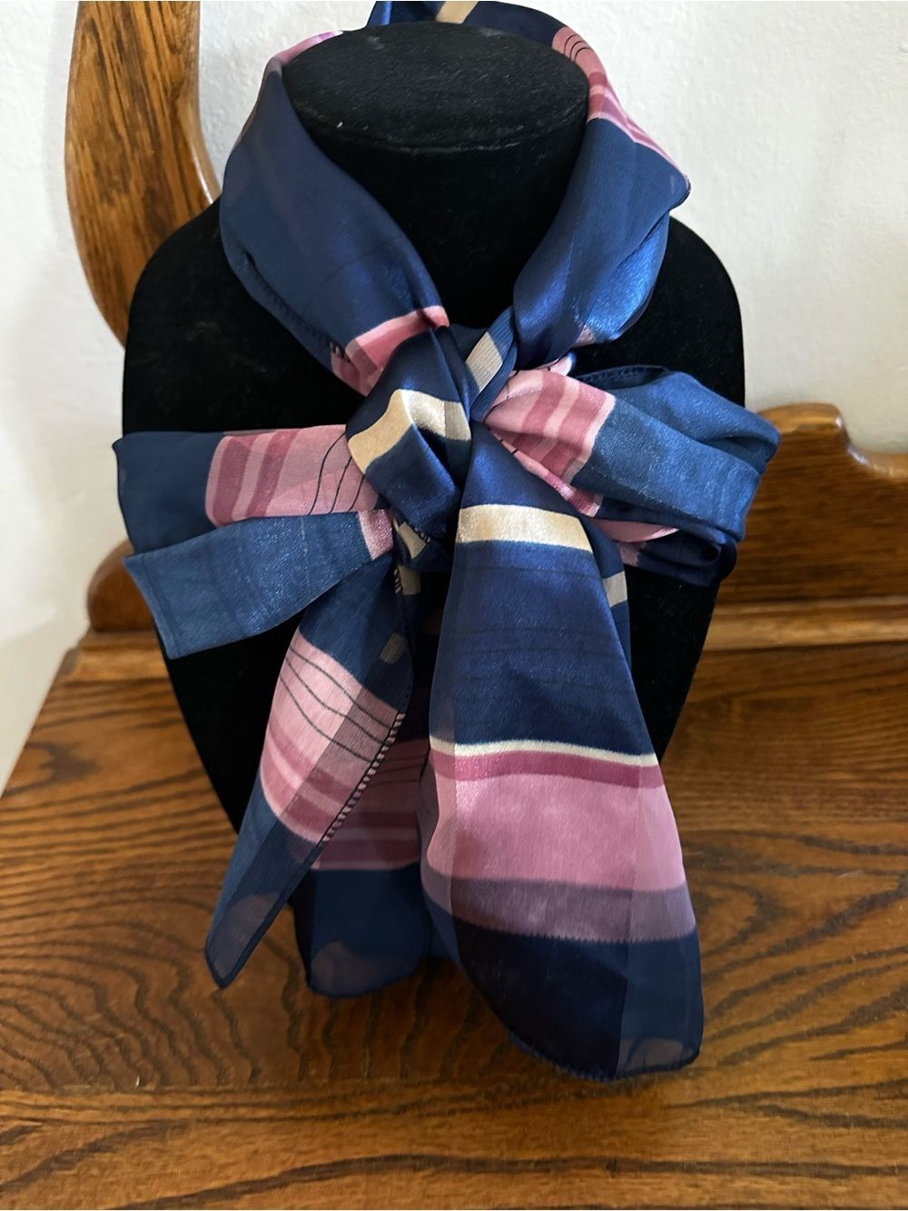 Vintage Plaid Satin Striped Rectangle Scarf